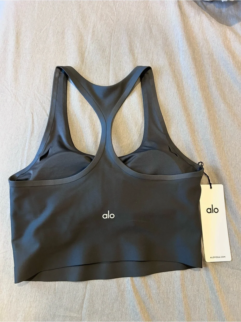 ALO Yoga Airlift Super Sleek Bra Tank in Anthracite | Brand New